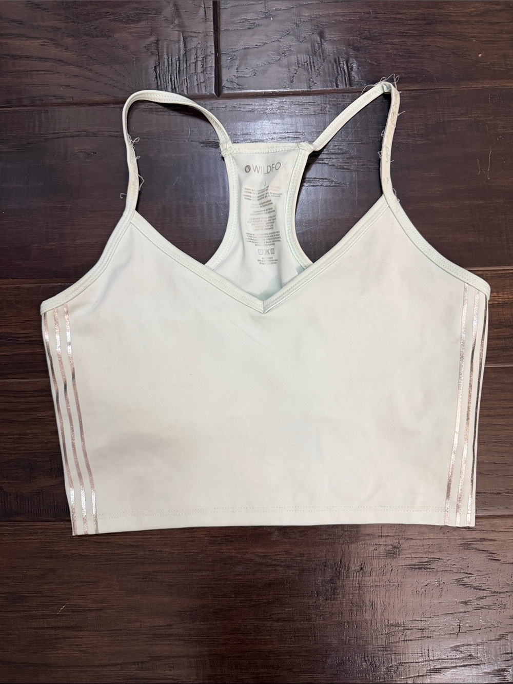 Wildfox Tank Crop Mint Racerback with Metallic Silver-Striped Sides